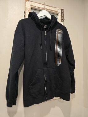 Wisconsin Harley-Davidson Black Hoodie with White and Orange Stripe Accent